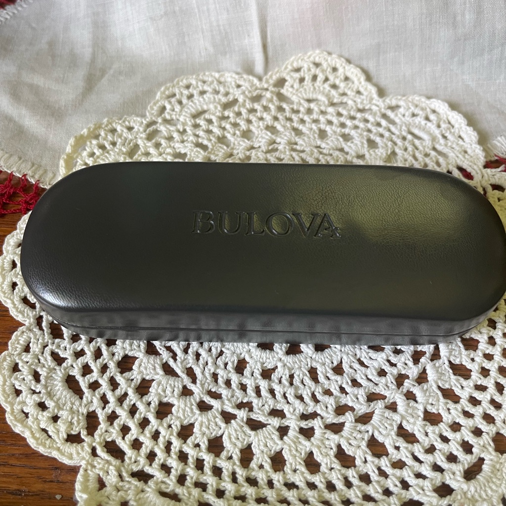 New Bulova Gray Hard Shell Eye Glass Case